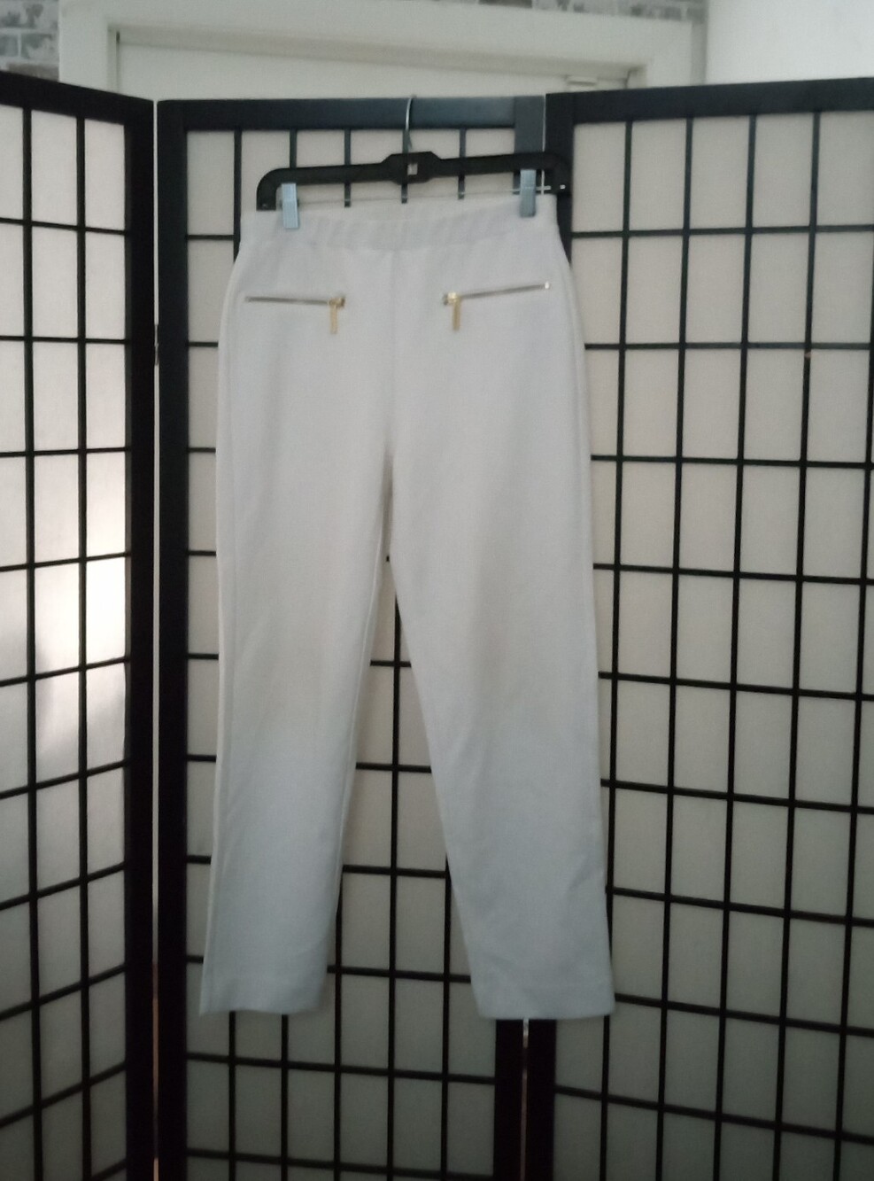 MICHAEL Michael Kors White Pants with Gold Zip Accents